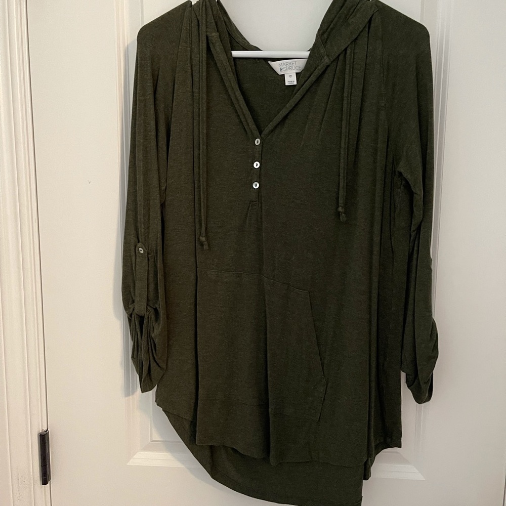 Hooded Henley Rolled Sleeve